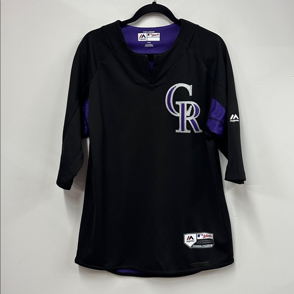 Majestic Colorado Rockies 3/4 batting practice on field jersey M - Picture 2 of 6